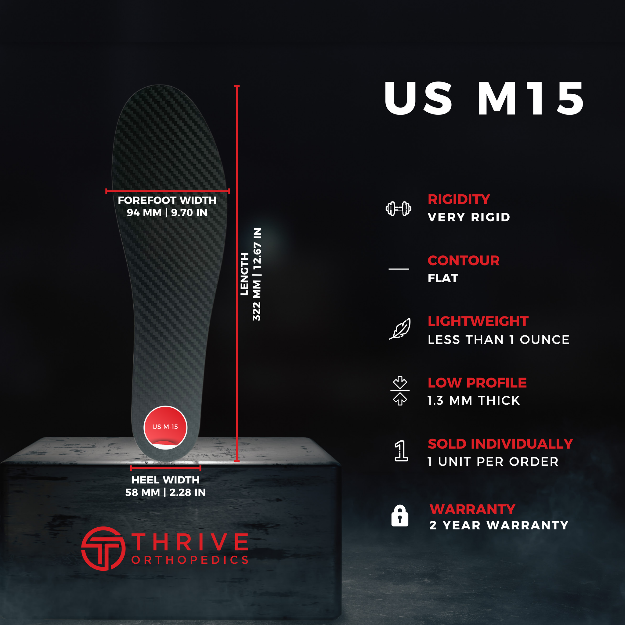 Thrive X Glide Rigid Carbon Fiber Insoles Carbon Fiber Shoe